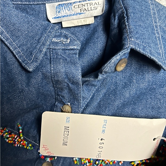 Central Falls • USA • Denim • Girl (Medium) • Blue • Beaded Fringe • Blouse •New - Picture 13 of 13